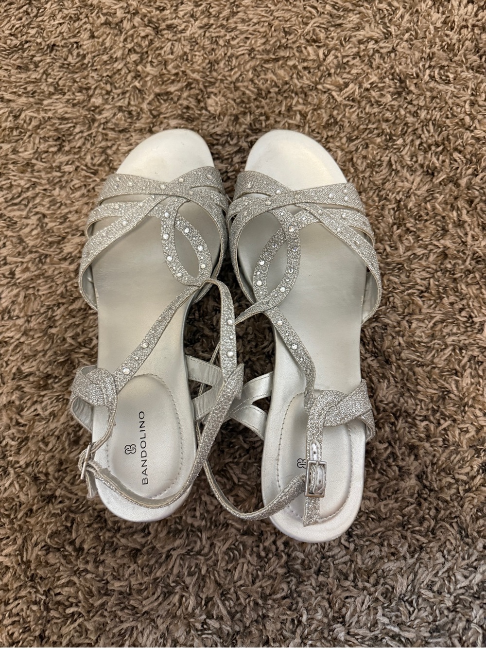Bandolino Silver Rhinestone Strappy Sandals for Women